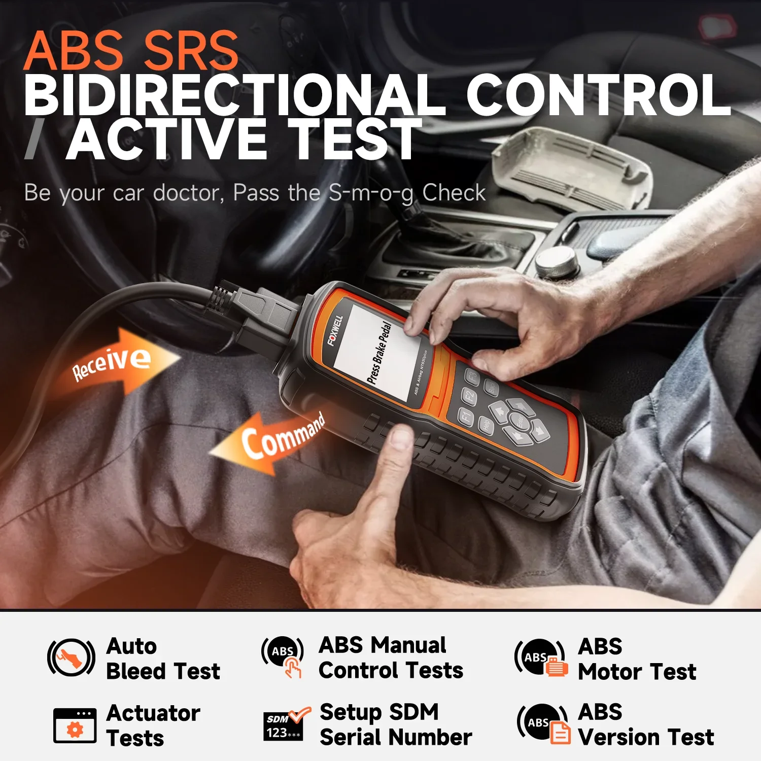 FOXWELL NT630 Plus Wireless OBD2 Automotive Scanner Diagnostic Tool for Code Reader SRS Airbag ABS Brake Bleed Scan Tester 6