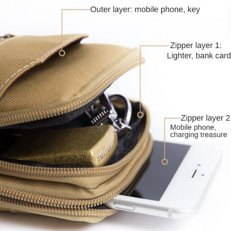 Dual-Layer Nylon Outdoor Waist Pack – Versatile Phone Pouch & Belt Bag
