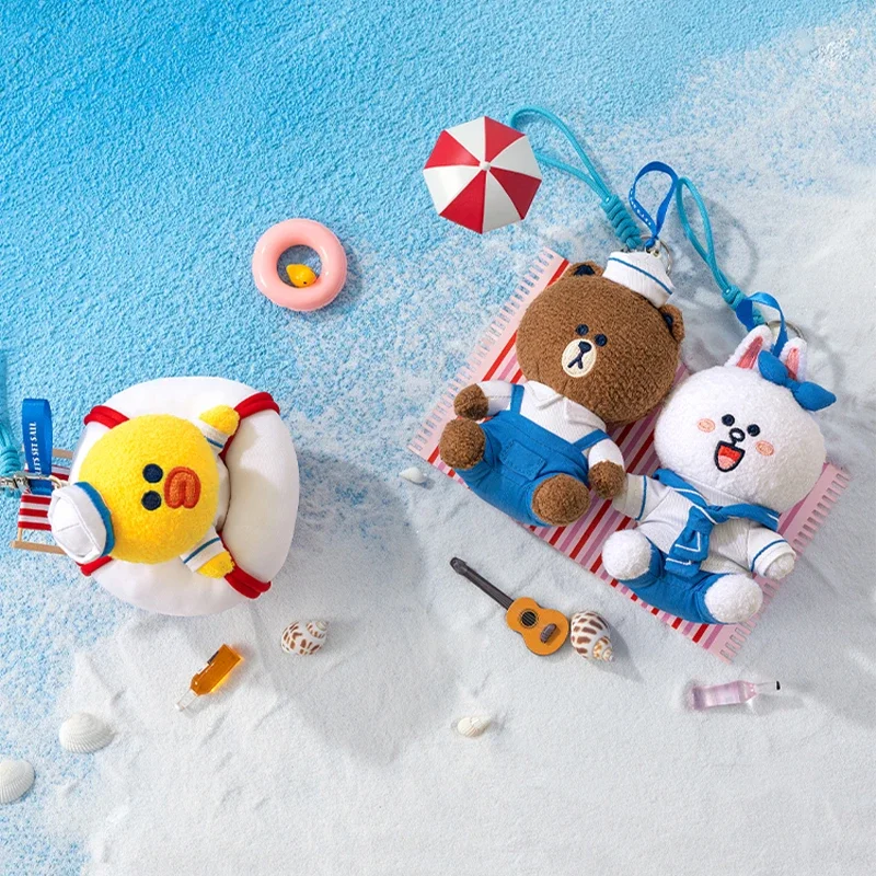 

Линия друзья оригинальный аниме коричневый медведь Морской стиль плюшевый брелок для ключей подвесная вешалка для сумки куклы подарки на день рождения игрушки