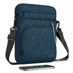 Versatile Tablet Sleeve Bag with Shoulder Strap and Headphone Port, Fits 9 - 11 Inch Devices - 9 - 11 inch (Indigo)