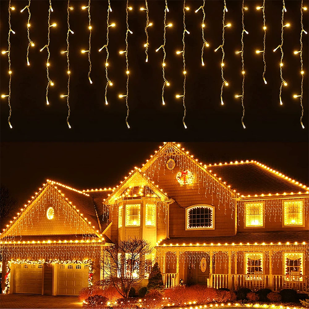 10m 300leds Curtain Icicle Light String Droop 0.3-0.7m LED Fairy Garland Lights for Christmas Wedding Party Room Garden Decor