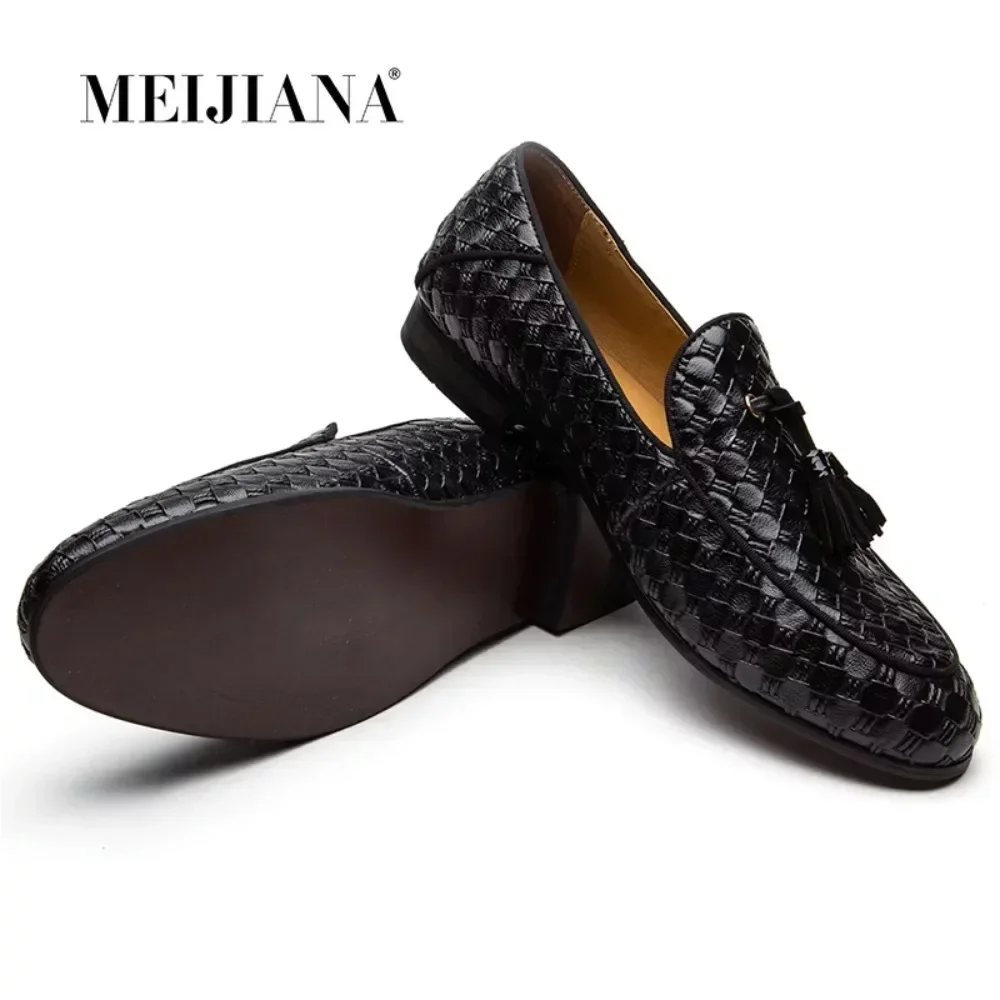 

Fashion Fringe Men Shoes Luxury Brand Dress Nightclub Party Shoes 2024 Mens Loafers Moccasins Breathable Slip On Flats Boat Shoe