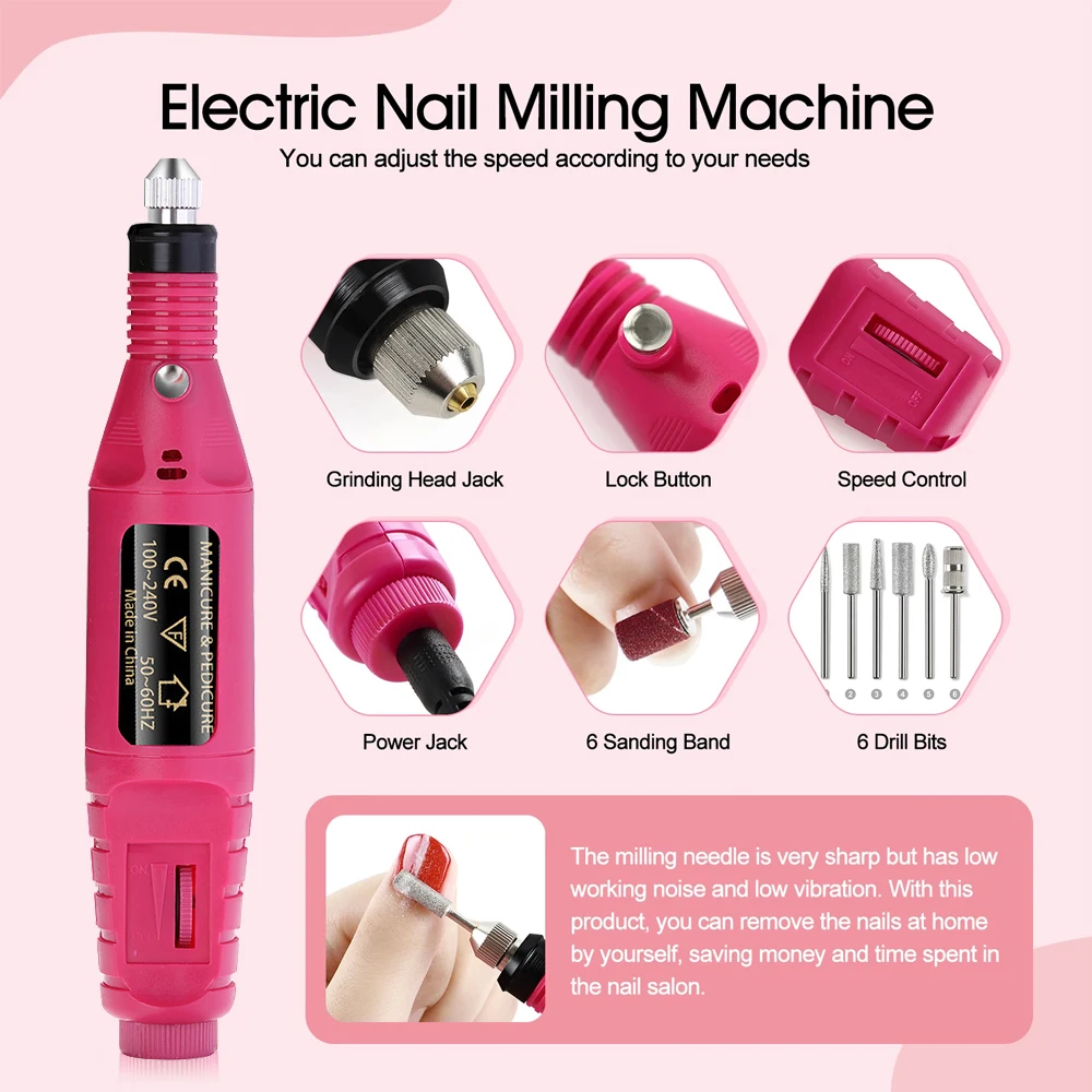 Strong Electric Nail Sander Nail Drill Machine Grinding Equipment Milling Cutter Manicure Pedicure Polishing Tools
