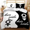 Black And White Duvet Cover Set King And Queen Bedding Set For Couple Romantic Valentine's Day Presents Polyester Duvet Cover 2