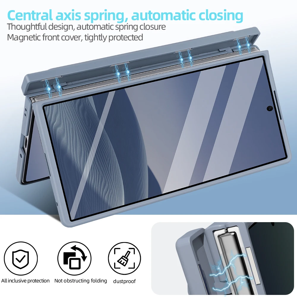 Premium PU Leather Foldable Case with Magnetic Hinge Protector, Stylus, and Privacy Screen Film