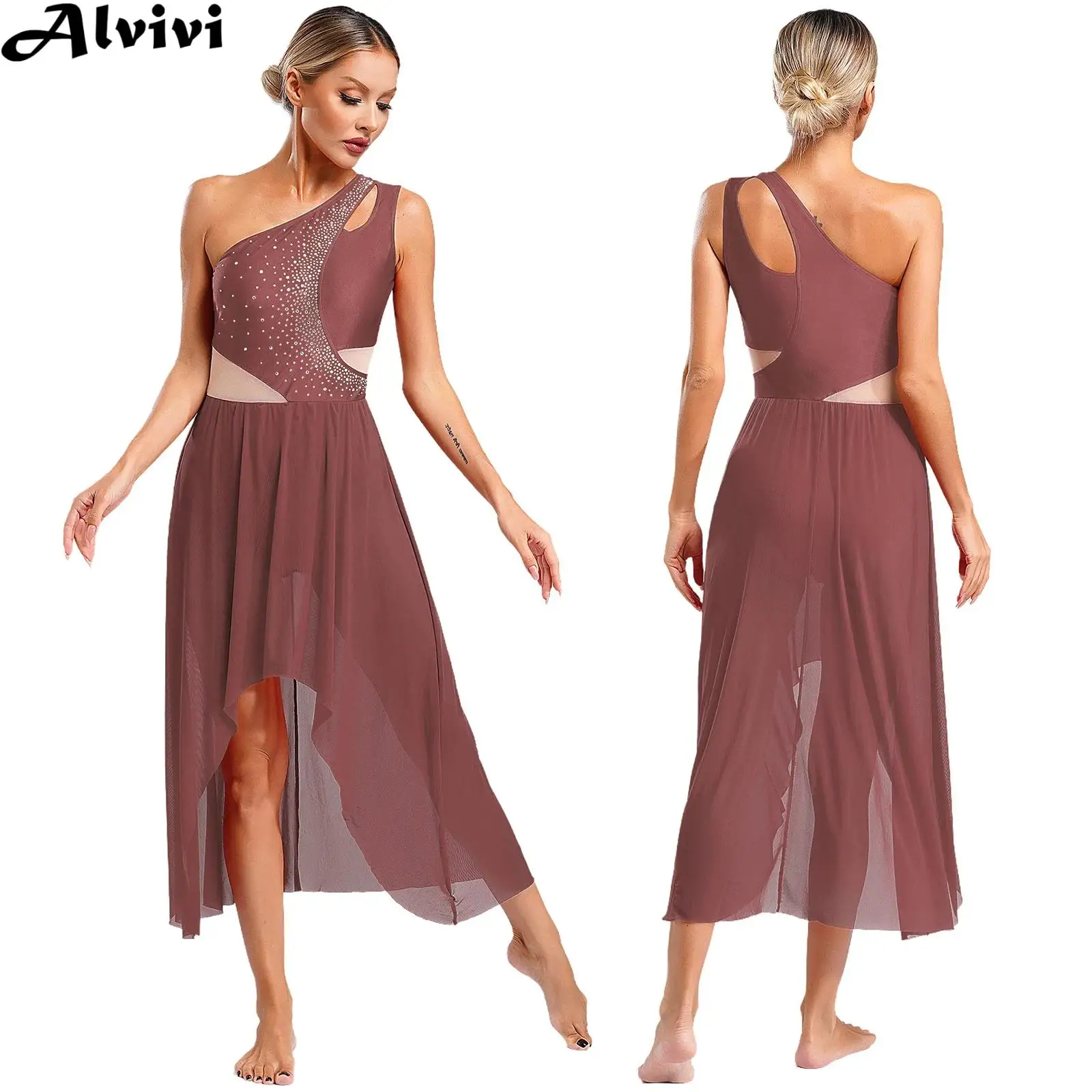 Femmes sans manches strass maille moderne danse lyrique justaucorps robe Ballet gymnastique patinage scène Performance Dancewear