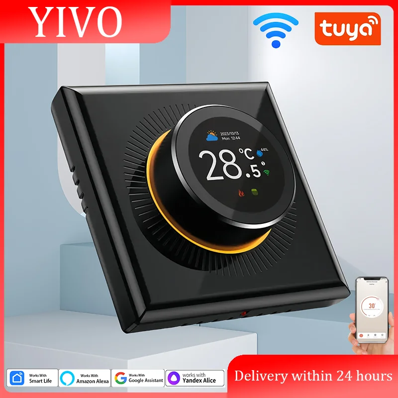 เทอร์โมสตัทแบบหมุนอัจฉริยะ Tuya WiFi สำหรับควบคุมอุณหภูมิหม้อต้มน้ำ แก๊ส และเครื่องทำความร้อนไฟฟ้า ใช้งานร่วมกับ Alexa และ Google Home ได้ 1