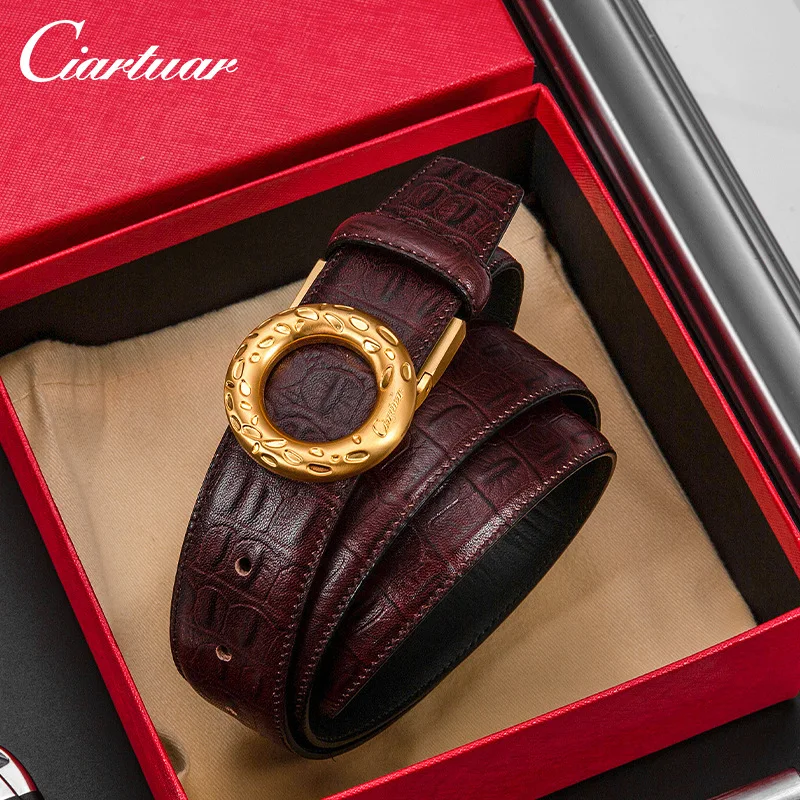 

2023 New Luxury Designer Brand Men's Belt Head Layer Cowhide Boutique Brass Buckle Belt High End Business Versatile Belt For Men