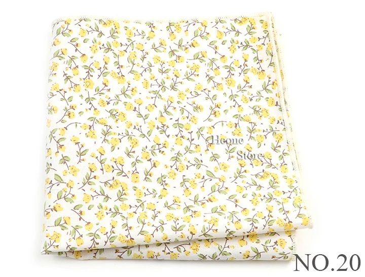 Neu gestaltete Blumen druck Hankerchief Baumwolle grün gelb blau Taschen tücher für Männer Frauen Hochzeits feier Abendessen Zubehör Geschenk – Detail 21