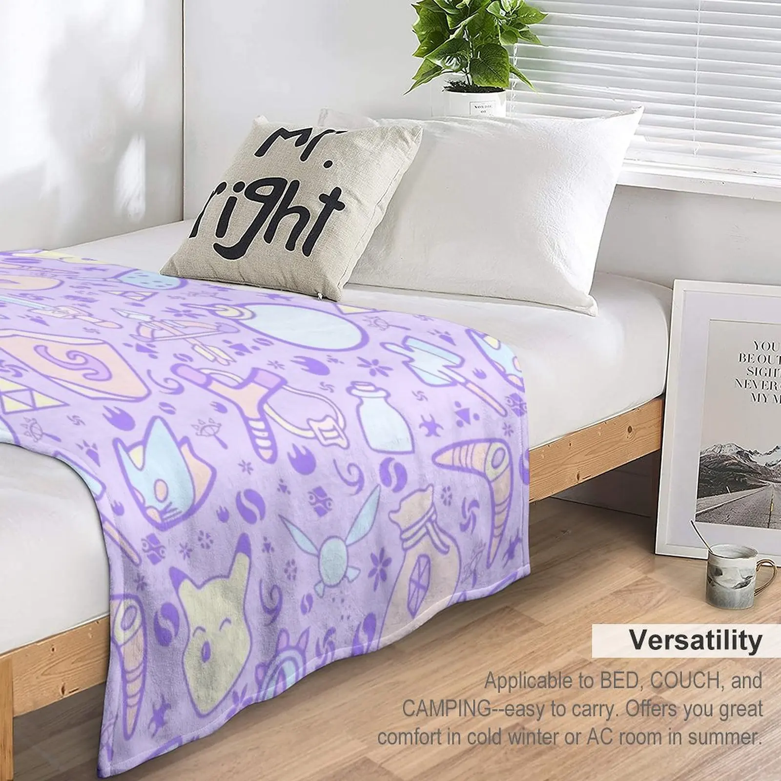 Зелда дудлес (фиолетовый Пастель.) Плед-одеяло, покрывала для дивана, одеяло для пикника, пушистое одеяло
