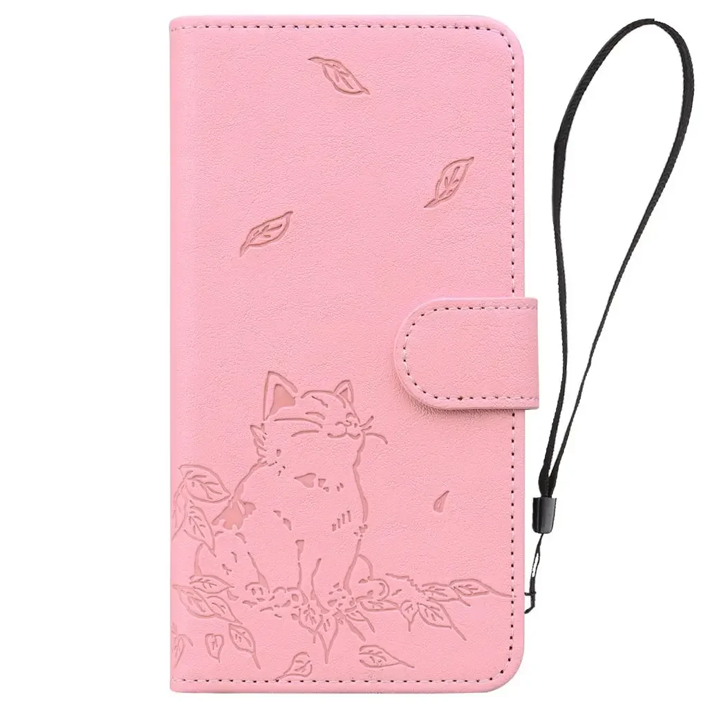 Kawaii Cat Leather Flip Wallet Phone Case Cover