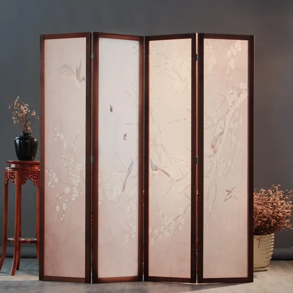 

Partition 4 Panel Room Divider Screen Folding Wall Divider for Room Separation Separator Home Decor Garden