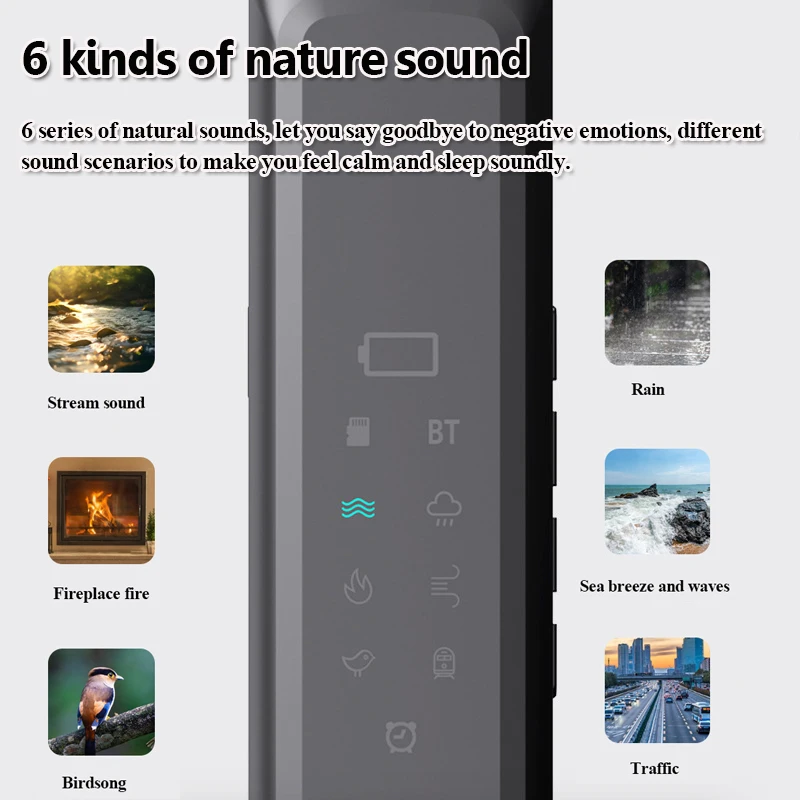 Under Pillow Bone Conduction Bluetooth Speaker White Noise Sleep Aid Soundbar with LED Display Timed Shutdown TF Card Music Play