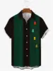 Hawaiian Men's Short Sleeved Shirt, Casual Stripe Printed National Style, Retro, Lapel, Open Button, Beach Top 6