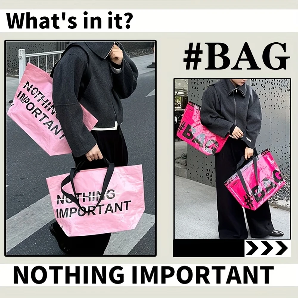 1 borsa per la spesa alla moda e di tendenza: portatile, pieghevole e di grande capacità – stile street, stile trendy - immagine 2