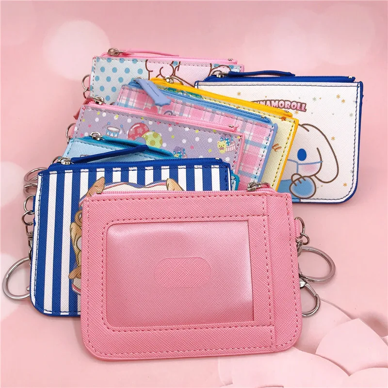 Sanrio Bag Cute Cinnamoroll Pu Coin Purse Sanrios Wallet Cartoon Children Card Holder Kawaii Girls Bags Women Birthday Gifts Toy