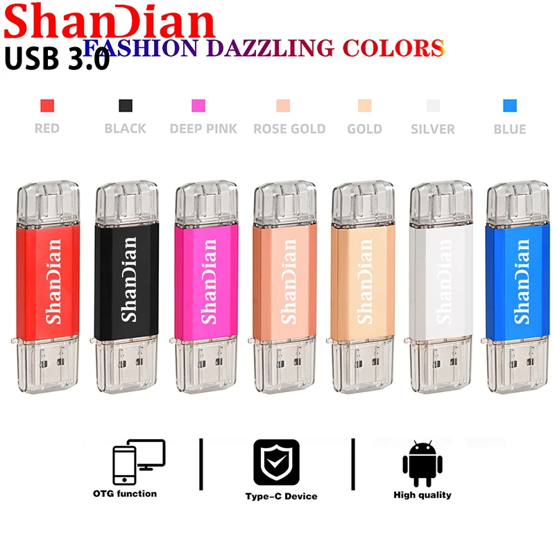 Hotsale Shandian Otg Usb Flash Drive Tipo C Pen Drive 128Gb 64Gb 32Gb 16Gb Usb Stick 3.0 Pendrive Per Dispositivo Di Tipo C Personalizzato Gratuito