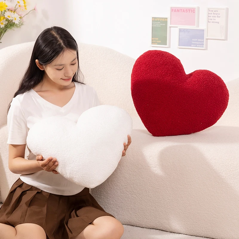 Plush Heart Pillow Stuffed White Red Say Love Plushie Wedding Party Sofa Chair Bed Home Room Decor Present 2