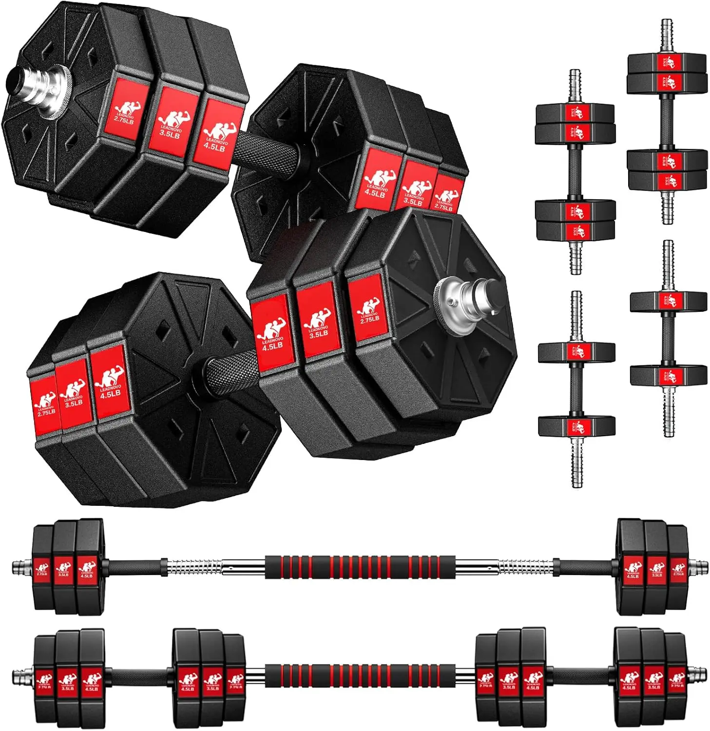Adjustable Weights Dumbbells Set 44Lbs 66Lbs 88Lbs 3 in 1 Adjustable Weights Dumbbells Barbell Set