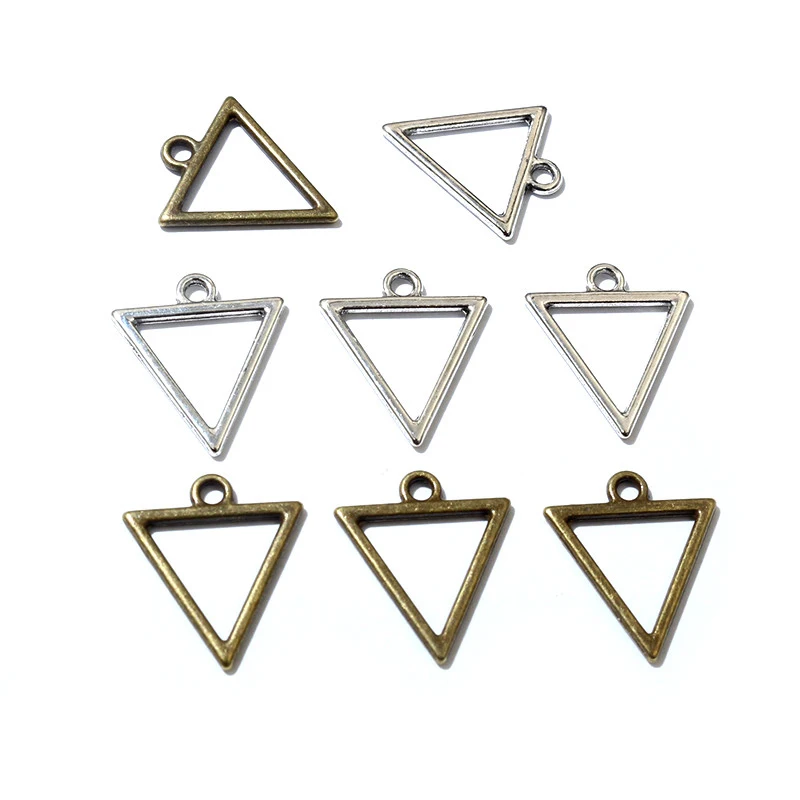 50 Stück 18x16mm Hohl dreieck Zink legierung Metall Charms Pendat DIY Schmuck Herstellung Zubehör Ergebnisse