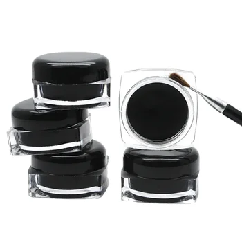 Heallor 1PC Waterproof Gel Eyeliner Mini Eyeliner Gel Cream With Brush Makeup Cosmetic Black Waterproof Eye Liner Pen - Thumbnail 2