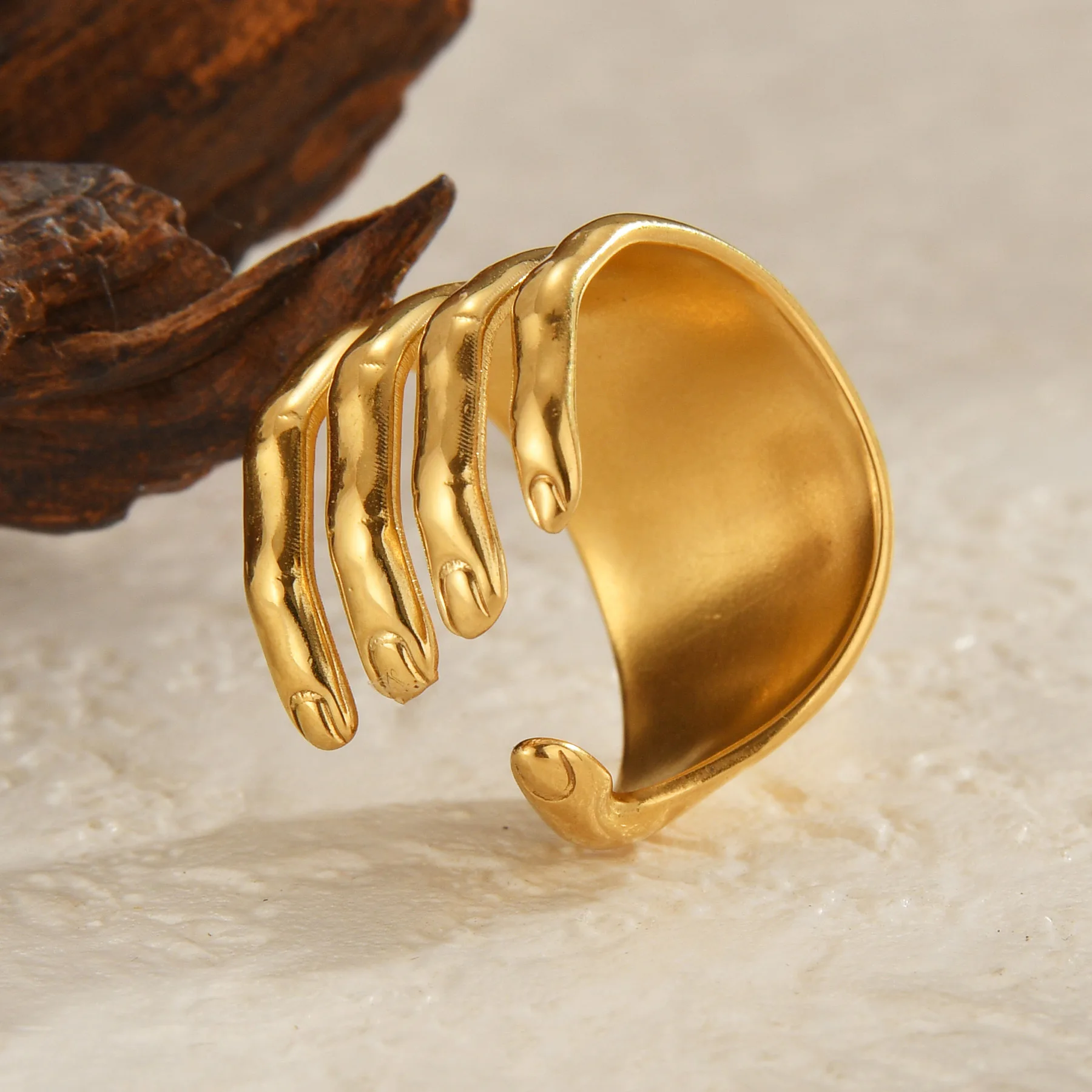 Uzone Multiple Styles Exquisite Open Rings For Women Stainless Steel Gold Color Waterproof Couples Finger Ring Jewelry Gift
