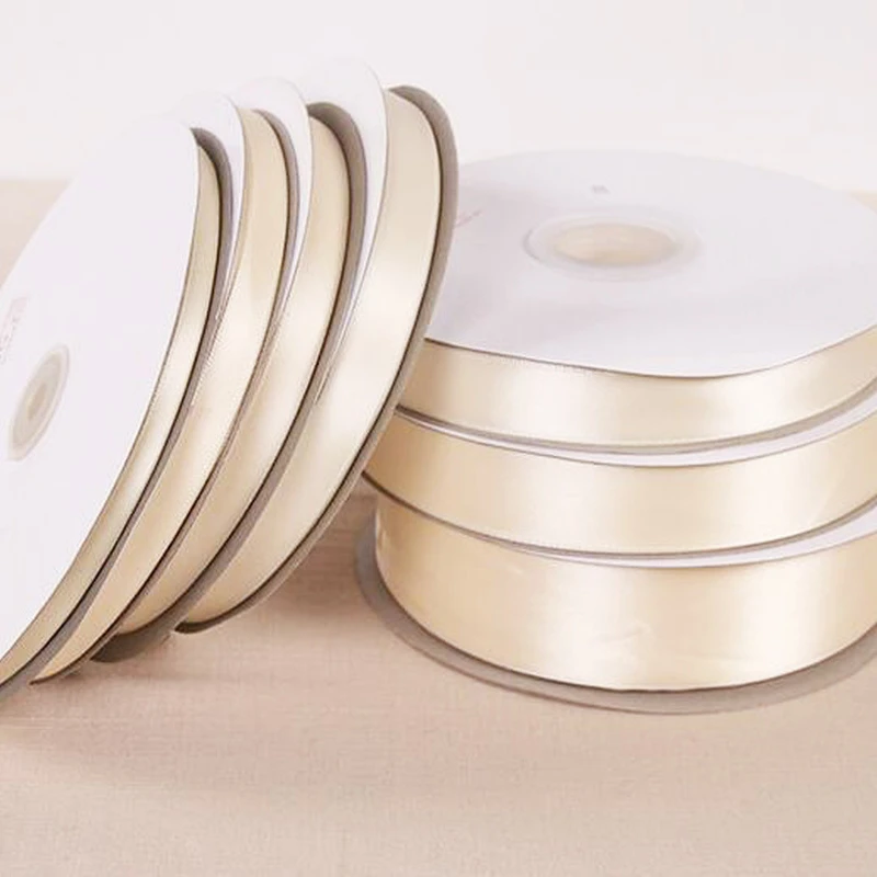 Elegant Beige Polyester Satin Ribbon - 25 Yards for Wedding, Party Decorations & DIY Gift Wrapping