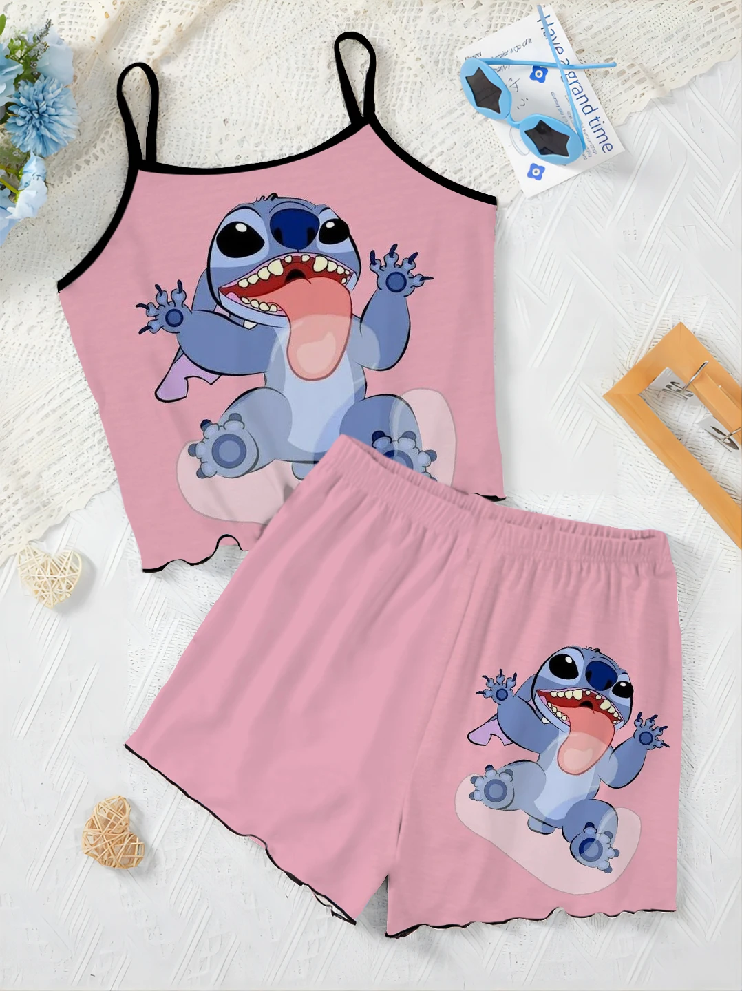 Conjuntos elegantes para mujer, falda de pijama con ribete de