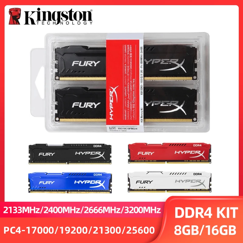 Kingston Memoria RAM DDR4 8GB 16GB 3200MHz 2666MHz 2400MHz 2133MHz Desktop Memory DIMM PC4-21300 PC4-25600 1.2V 288Pin Ram