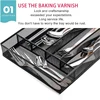 Simple flat Cutlery Storage Box, Mesh Draining Drawer Cutlery Box, Metal Kitchen Restaurant Knife and Fork Storage Basket. 4
