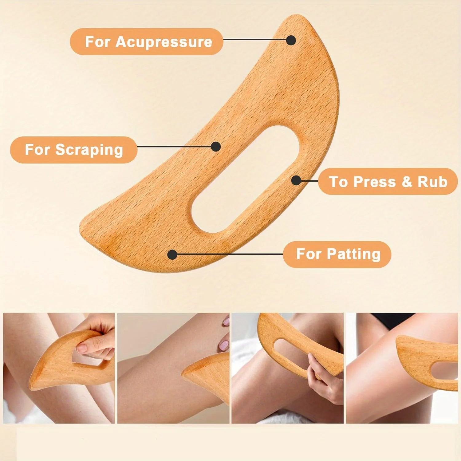 2PCS Lymphatic Drainage Massager Wooden Gua Sha Tool for Body Massage Scraper for Anti Cellulite Body Gua Sha Paddle