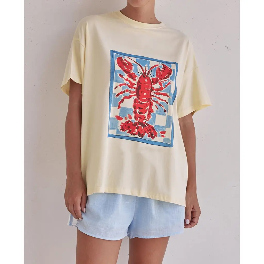 Y2K Subculture Blue Letter Print Fitted Tee  Structured Shoulder Short Sleeve Top main image 1