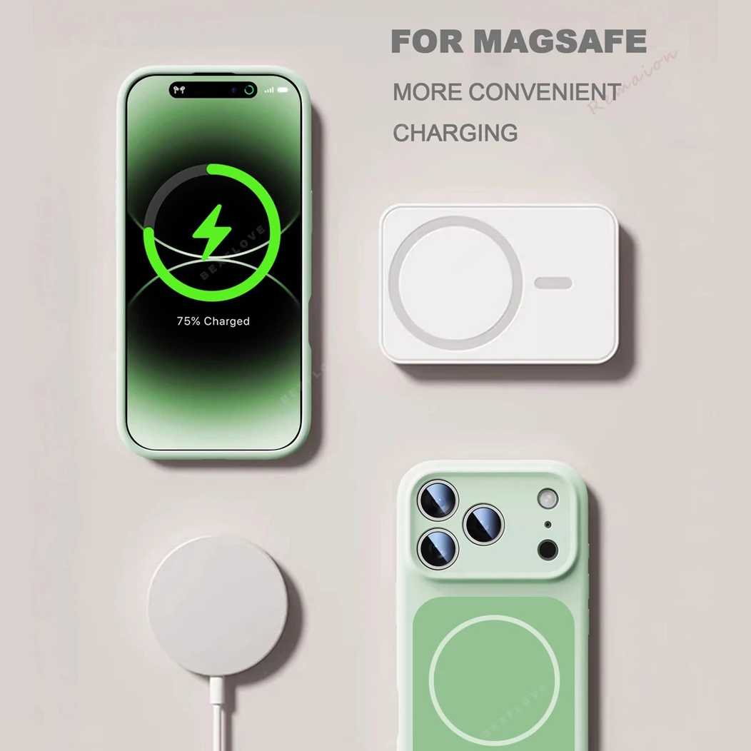 รูปสินค้า เคสแม่เหล็กซิลิโคนเหลว iPhone 17/16/15 Pro Max พร้อม Magsafe