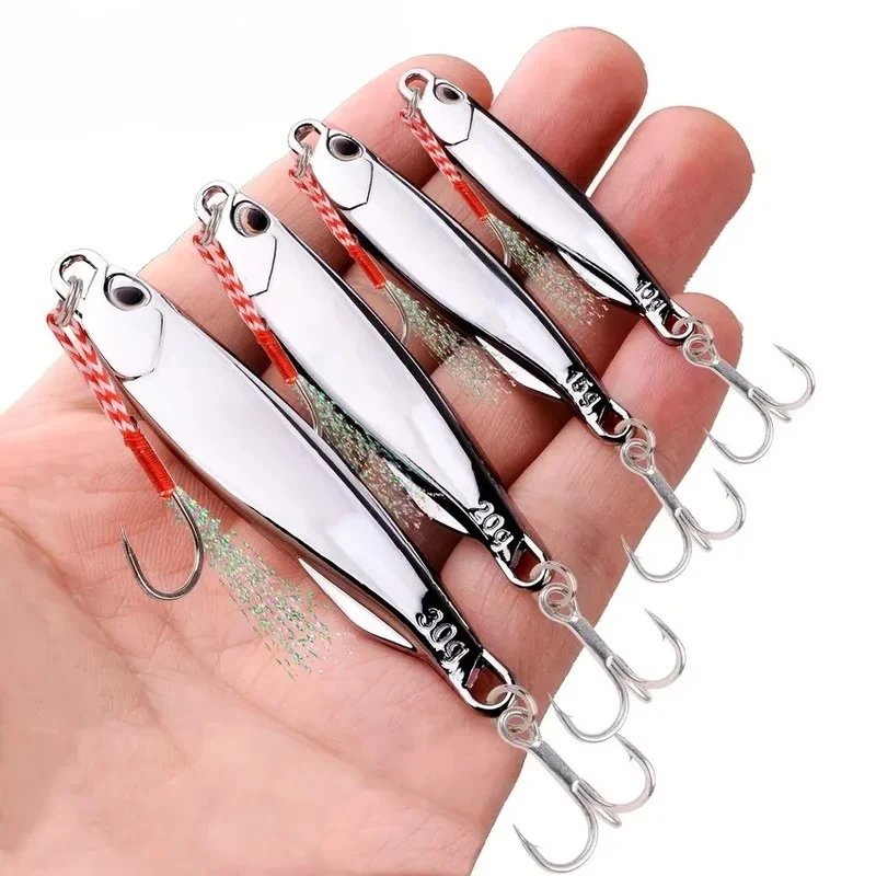 10pcs/pack Fishing Metal Jig Lures 30g 40g Plating Silvery Metal Jig Lure Sea Fishing Bait Fishing Lure Saltwater Bass Tackle 2