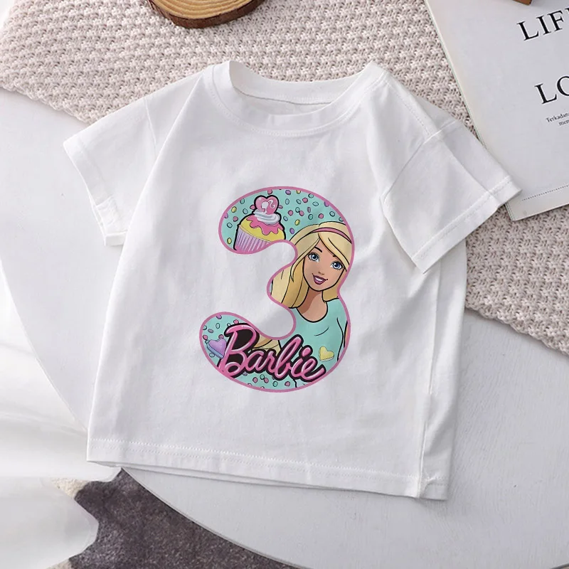 Barbies Bambini T-Shirt Kawaii Numero 1-9 Anime Cartoni Animati Kid Boy Girl Tee Shirts Fashion Beautiful Funny Casual Clothes Tops