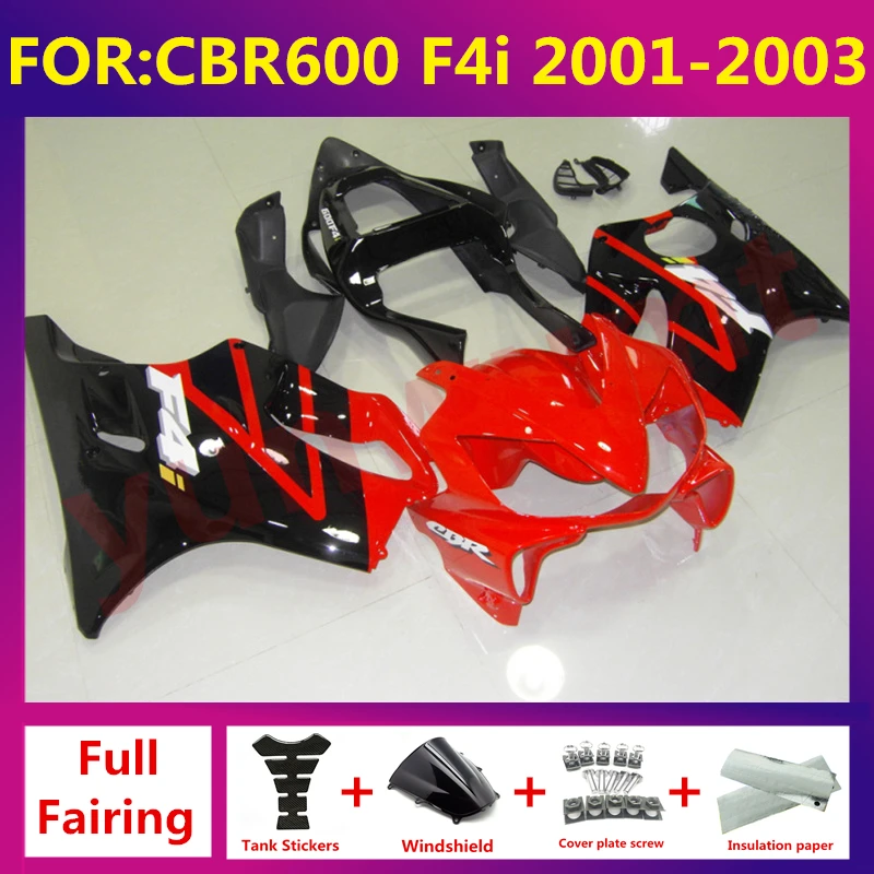 

NEW ABS Motorcycle full Fairing kit fit For CBR 600 CBR600 CBR600F F4i fs 2001 2002 2003 Bodywork fairings Kits set red black