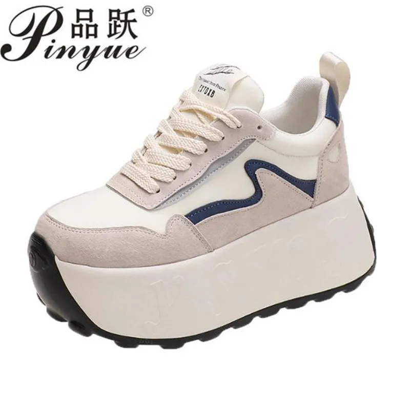 

Fashion 7CM Chunky Sneakers for Women New Thick Bottom Platform Sports Shoes Woman Non-Slip Lace Up Leather Sneakers Female
