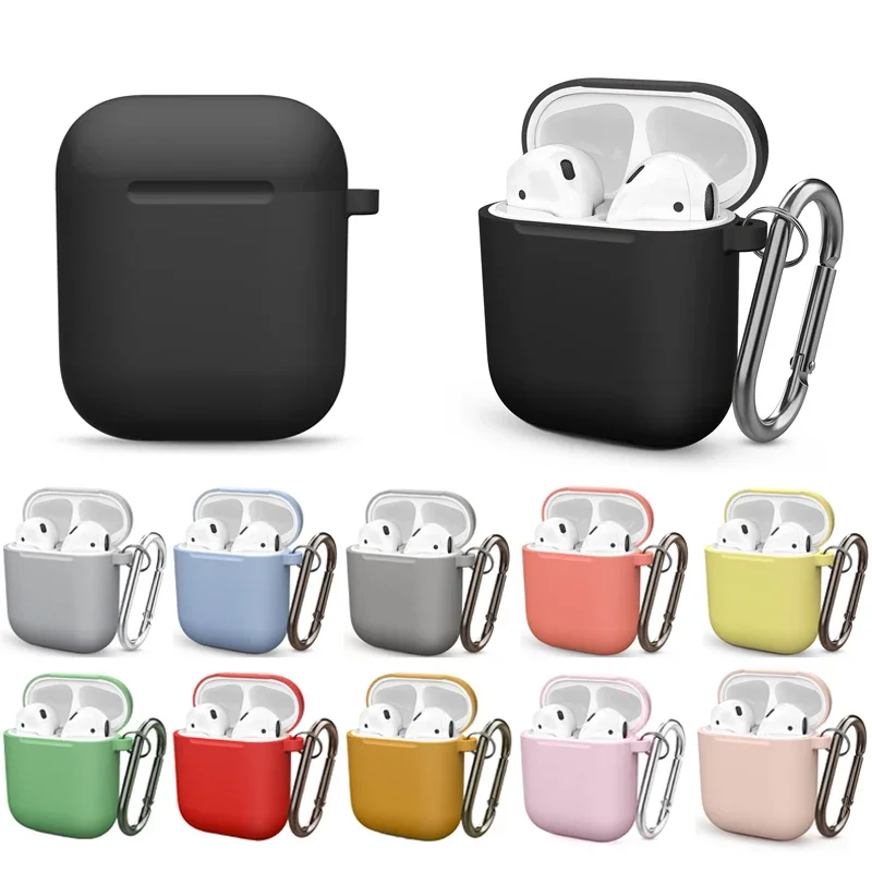 

For Apple AirPods 1/2 generation cover Wireless bluetooth earphones Case For AirPods 2 1 Slilcone Cover Accessories With Keyring