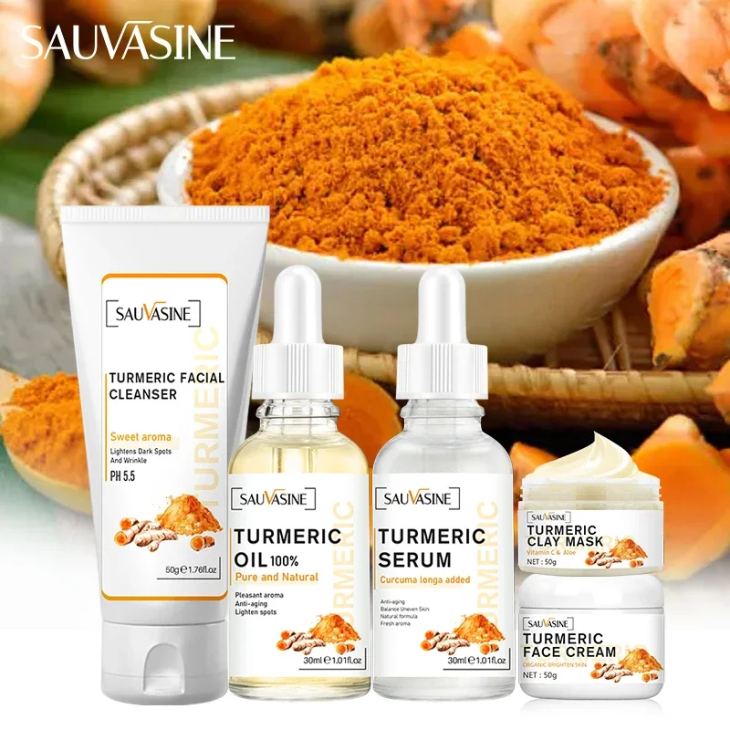 

Turmeric lemon Skin Care products Acne Dark Spot Remover Whitening Brighten Facial Serum Face Cream Cleanser Serum Oil Cosmetics