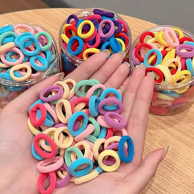 100/200pcs Girls Colorful Nylon Elastic Hair Ties Women Scrunchie Ponytail Holder Rubber Hair Bands Children Hair Accessories