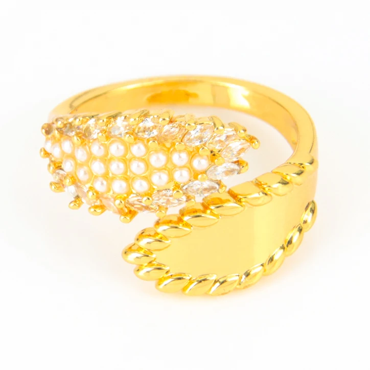 Dubai Mode Unregelmäßige Ringe 21k Vergoldet Italienischer Zirkonia Boho Cocktail Herzring Saudi-Arabien Damen Event Party Schmuck – Detail 13