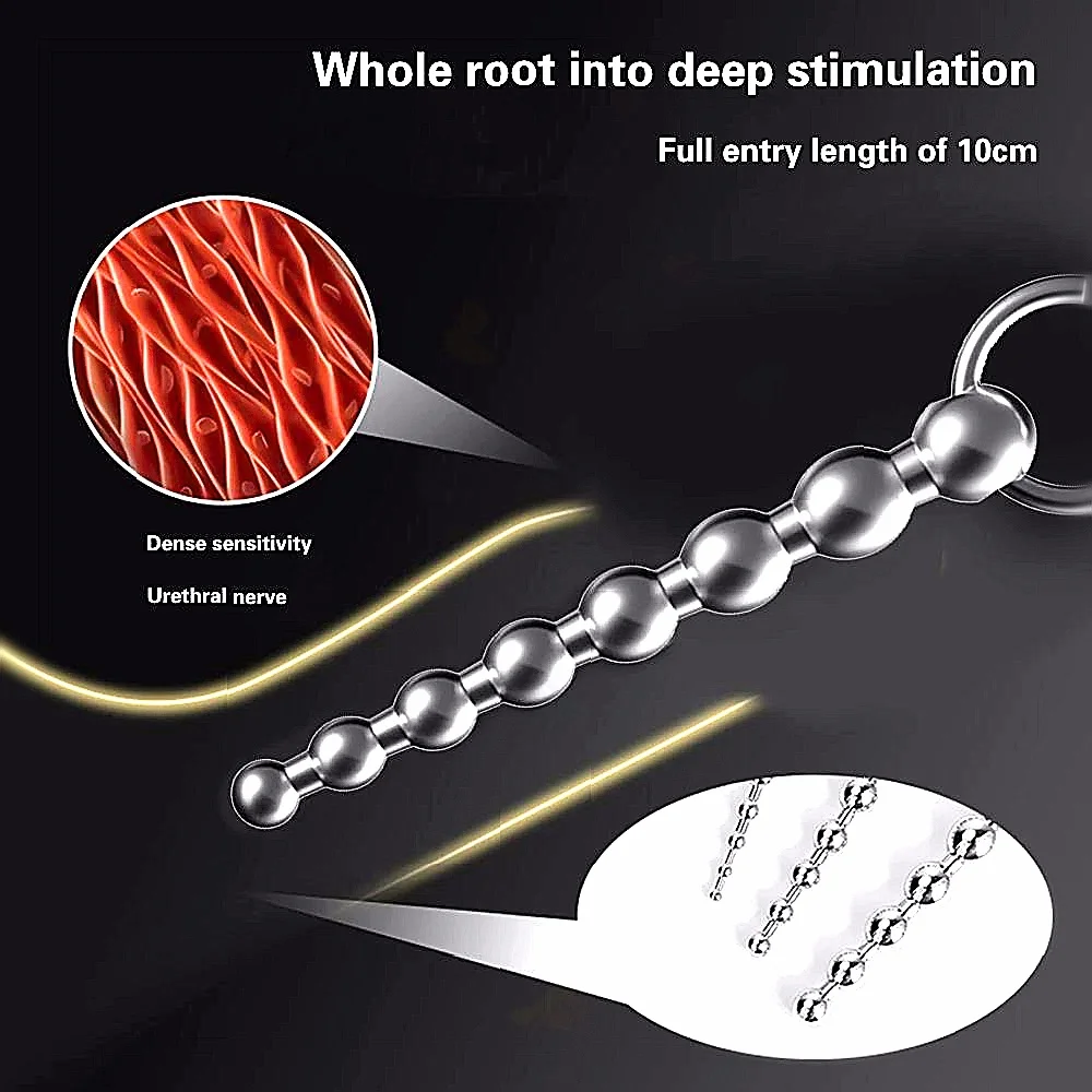 This Stainless Steel Urethral Pull Beads Sounding Tool Functions As SM Insert Catheter And Metal Penis Plug For Adult Men_voghion.com