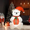 Plush Bear Inflatable Christmas Decoration 3.9ft LED Glowing Polar Bear Blow Up Toys Xmas Decor for Home New Year Party Ornament 1