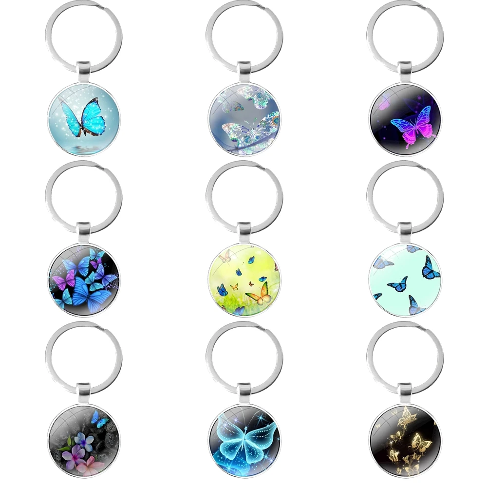 

Fantasy Butterfly Cartoon Design Fashion Creative glass cabochon keychain Bag Car key chain Ring Holder Charms keychains Gifts