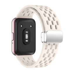 Magnetic Silicone Loop Band with Metal Buckle - Breathable Strap Bracelet - Galaxy Fit 3 (Starlight)