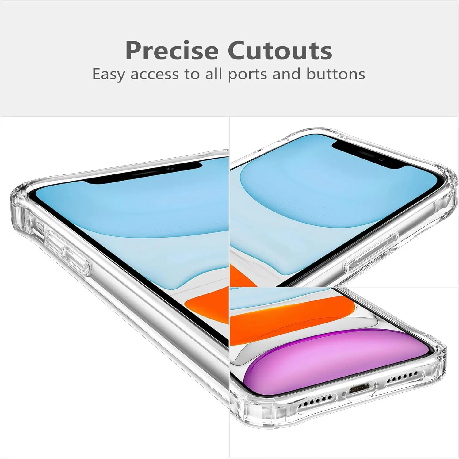 Shockproof Clear Phone Case with Card Holder Pocket - Soft TPU Design
