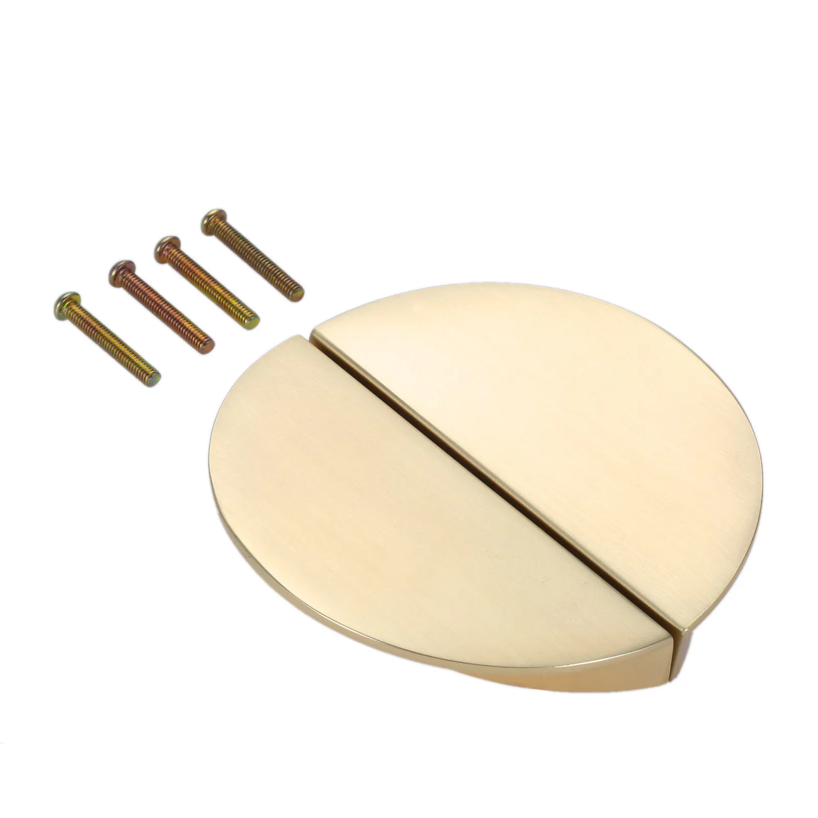 Maçaneta de Puxar Semicircular de Liga Sólida Escovada Dourada Formato de Semicírculo Redondo Porta Chinesa Antiga de Armário com Parafusos