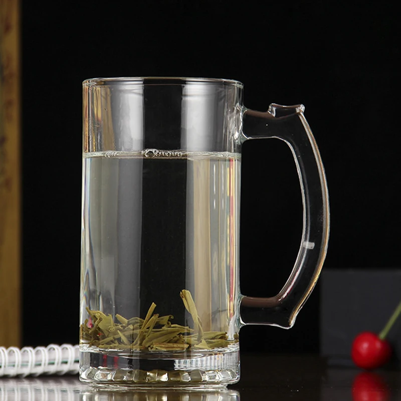 480ml Classic Thick Bottomed Wine Glass Party Bar Wine Utensils Craft Beer Glass with Handle Drinkware Heat Resistant Tea Cup