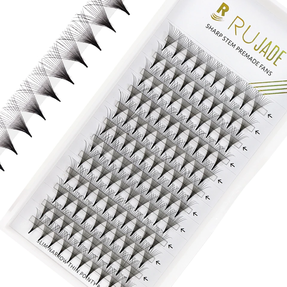 Sharp Narrow Stem Premade Fans Eyelash Extension Individual Lashes Thin Pointy Base Pre Made Ready Fan Russian Volume Eyelashes