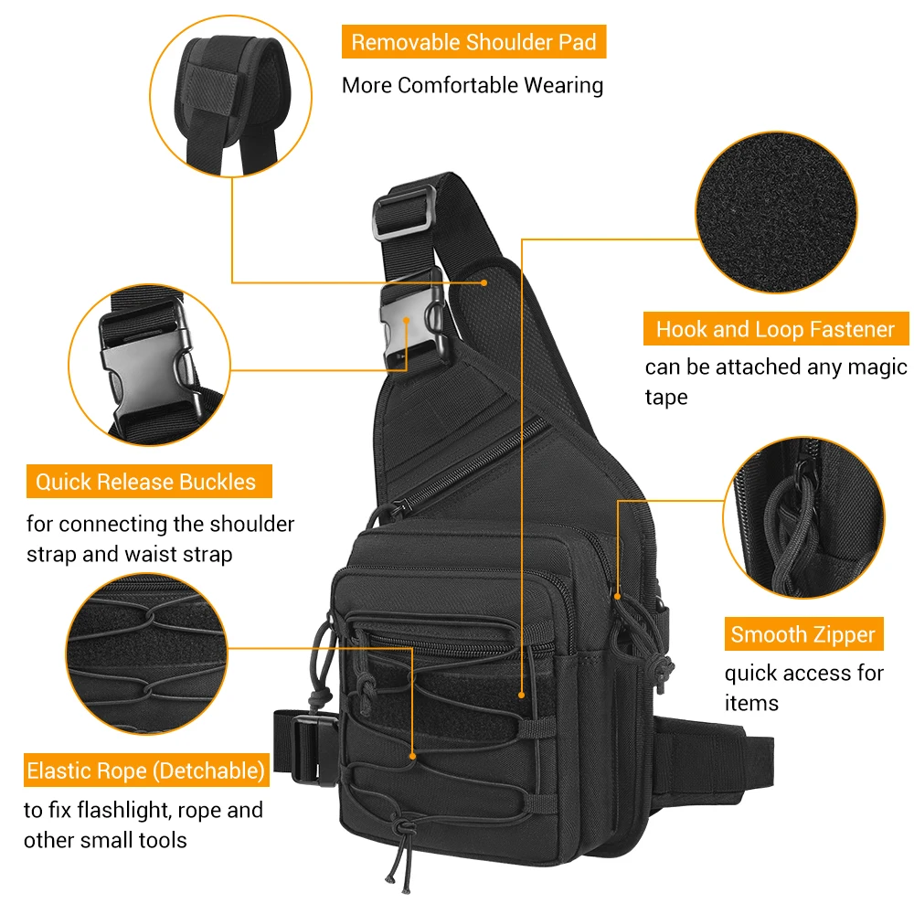 Outdoor Gun Holster Bag Concealed Carry Pistol Holder Pouch Handgun Sling Bag EDC Chest Pack Sports Crossbody Shoulder